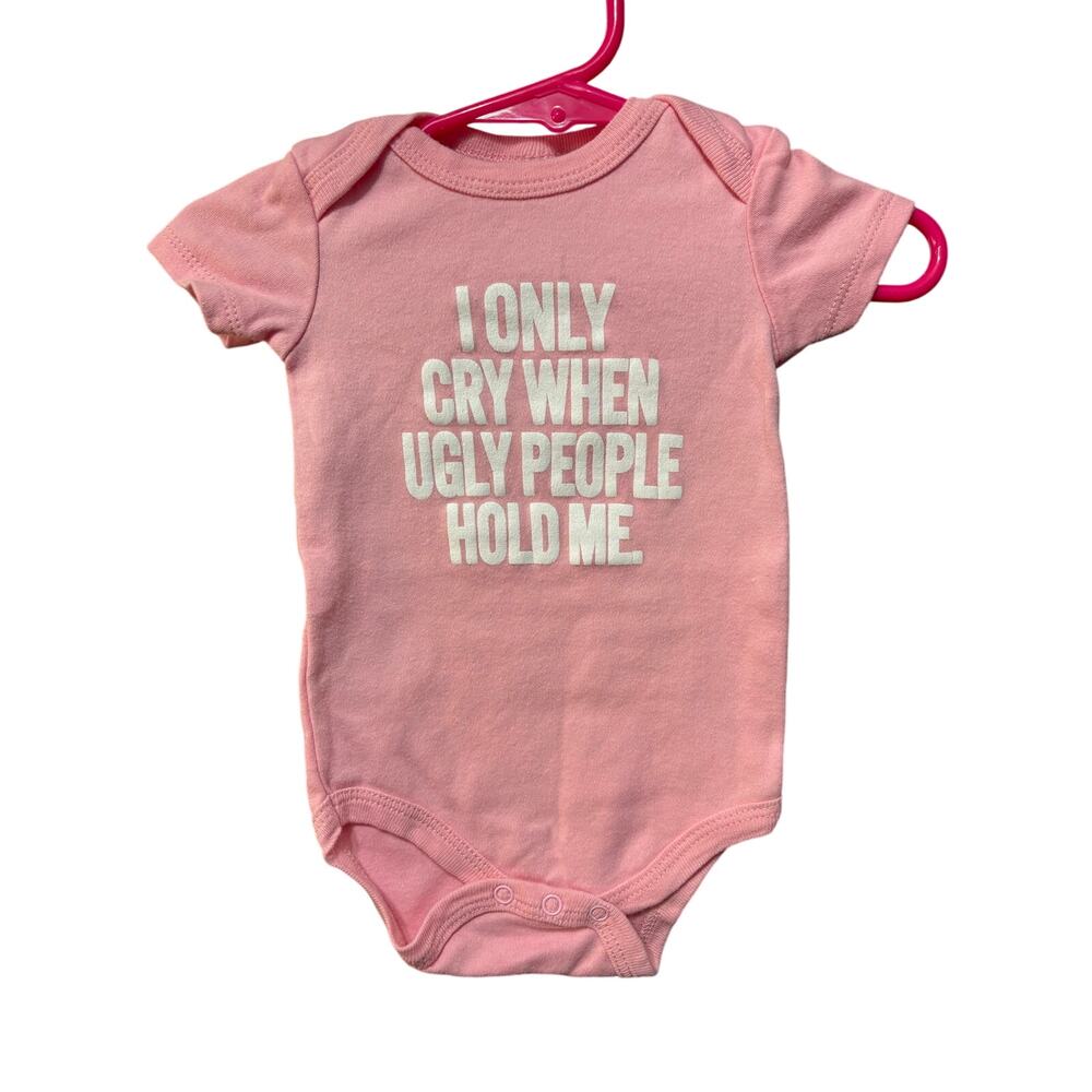 Pink "Ugly People" Onesie - NB